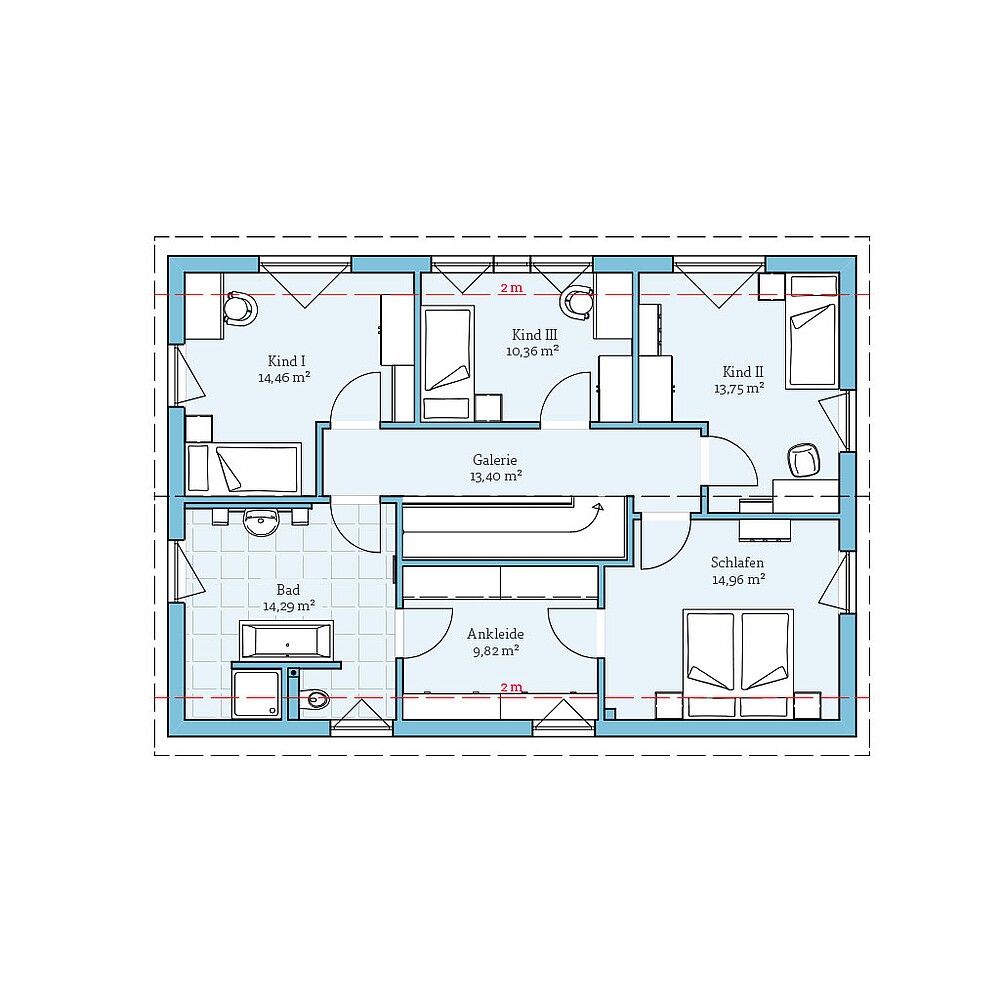 Fertighaus Variant 25-183 mit Einliegerwohnung: Grundriss DG