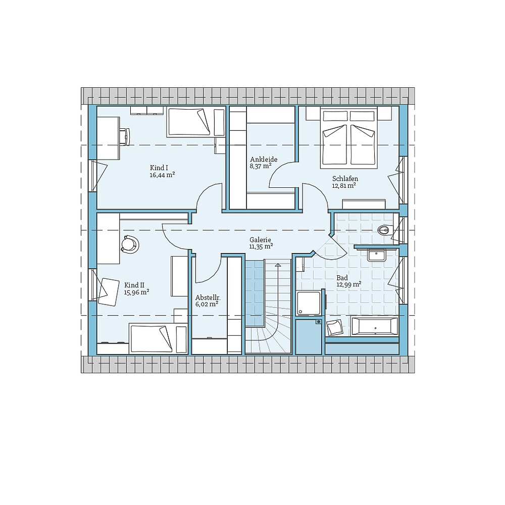 Dachgeschoss Fertighaus Variant 35-173: Grundriss DG