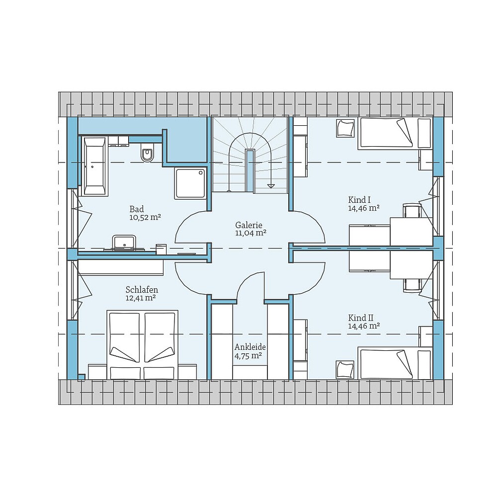 Grundriss (Dachgeschoss) QNG⁺-Line Variant 38-139: Grundriss DG - Hanse Haus