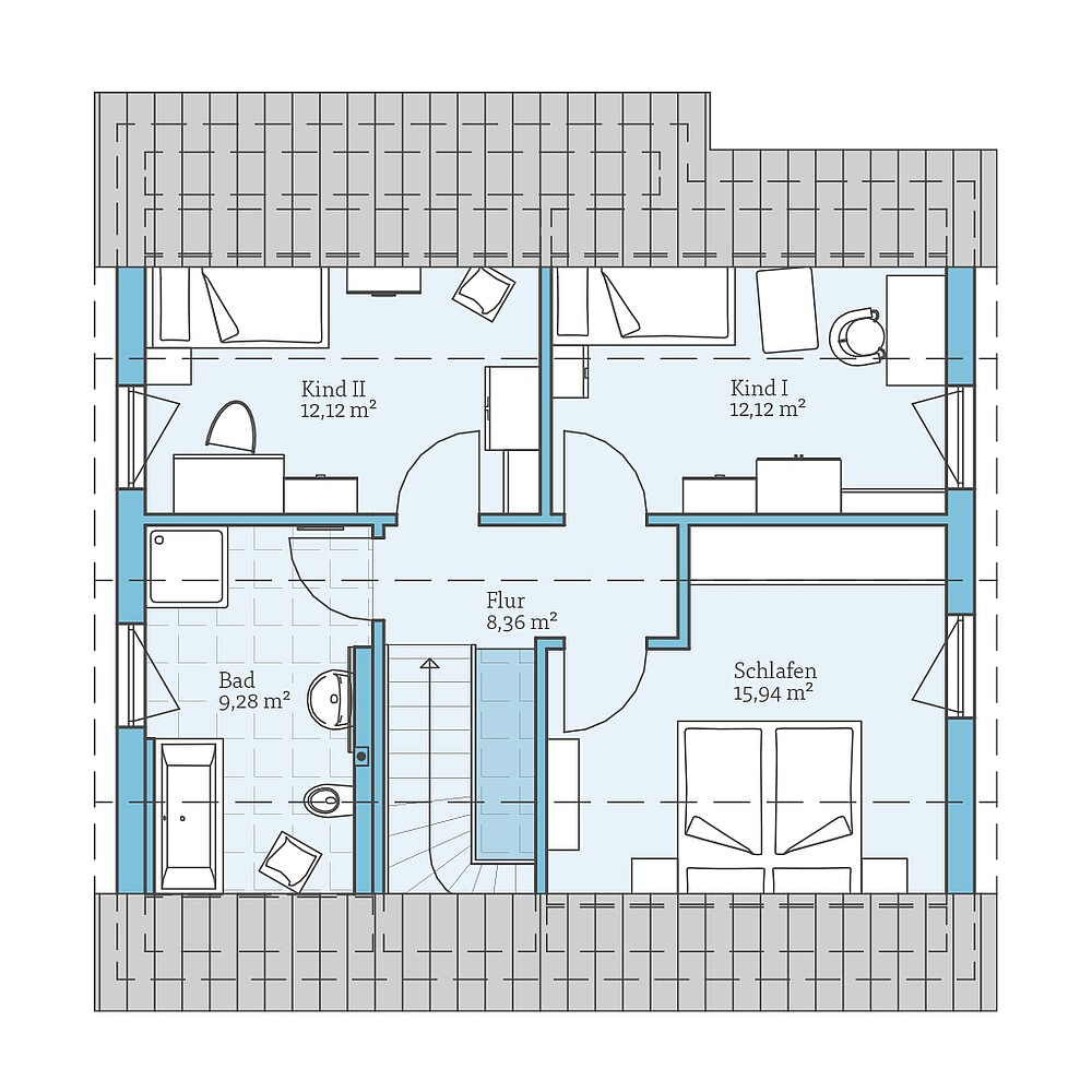 Dachgeschoss Fertighaus Variant 45-130: Grundriss DG