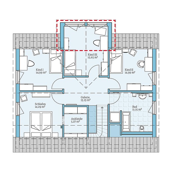 Fertighaus Variant 45-175: Grundrissoption DG