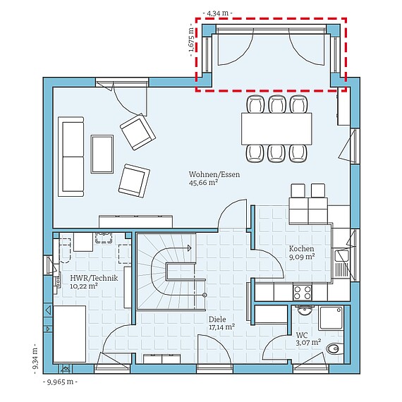 Fertighaus Villa 156: Grundrissoption EG