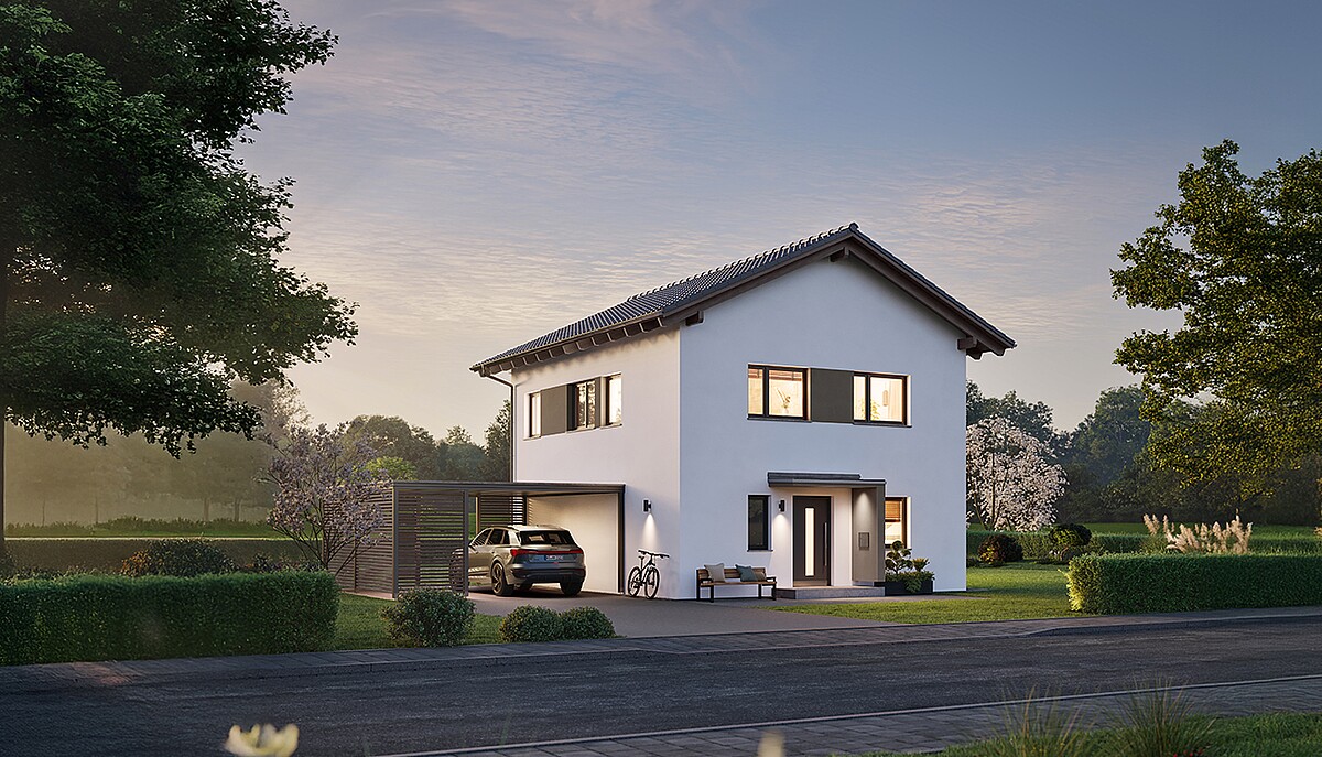 QNG⁺-Line: Fertighaus Villa 133 mit Walmdach