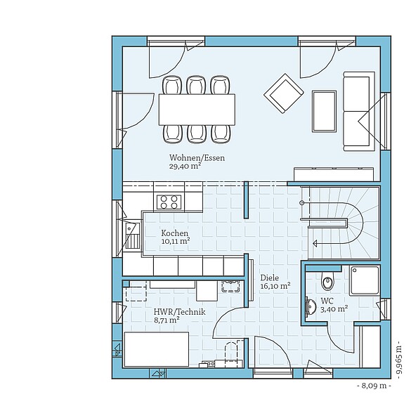 Fertighaus Villa 133: Grundriss EG