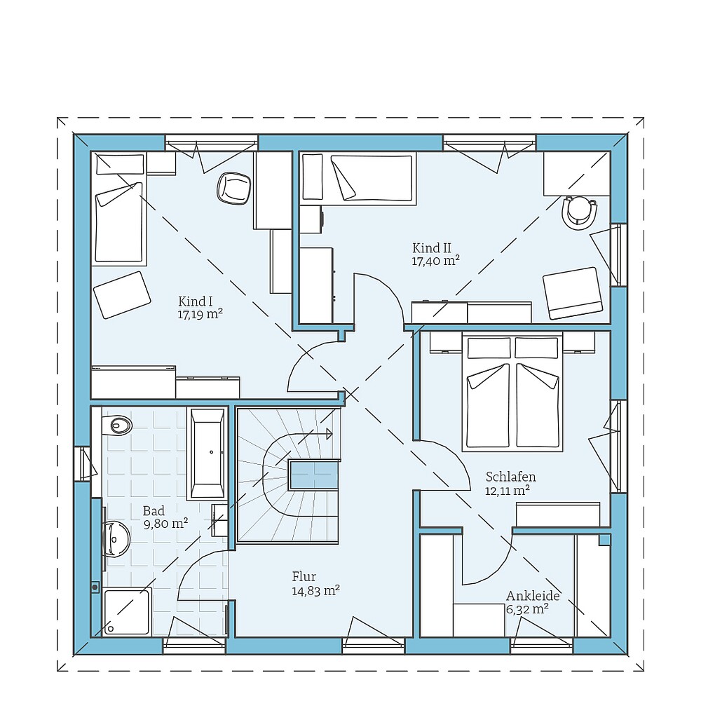 Fertighaus Villa 156: Grundriss OG