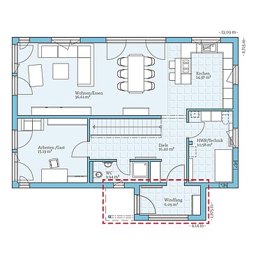 Fertighaus Variant 25-192: Grundrissoption EG