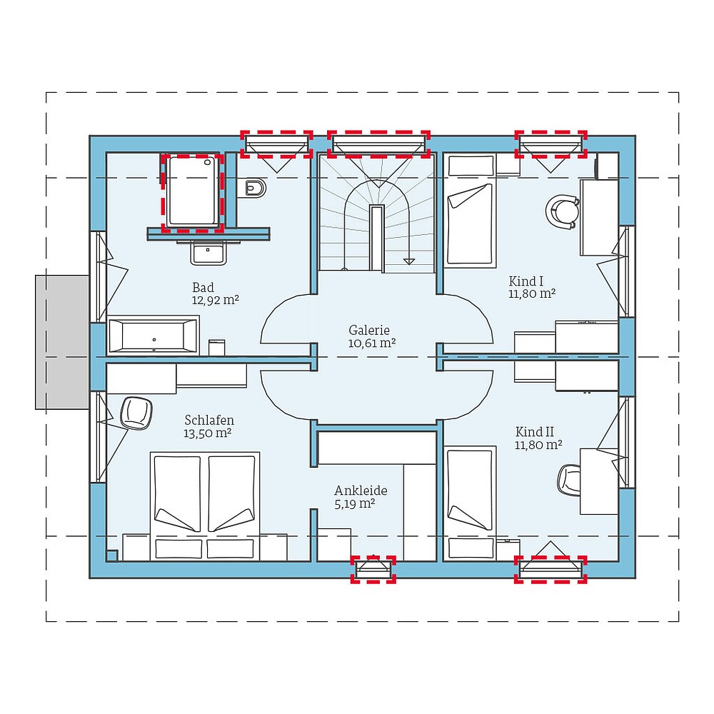 QNG⁺-Line: Variant 28-132: Grundrissoption 1 DG - Hanse Hause