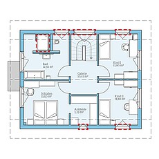 Variant 28-132 – Planungsoption (DG) QNG⁺-Line: Variant 28-132: Grundrissoption 1 DG - Hanse Hause