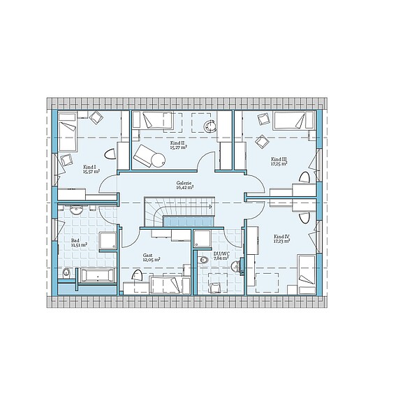 Fertighaus Variant 35-235 Variante 1: Grundriss DG