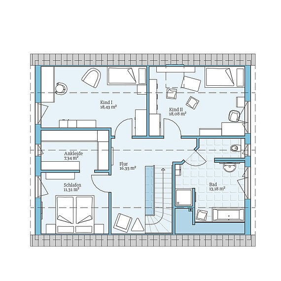 Fertighaus Variant 35-174: Grundriss DG
