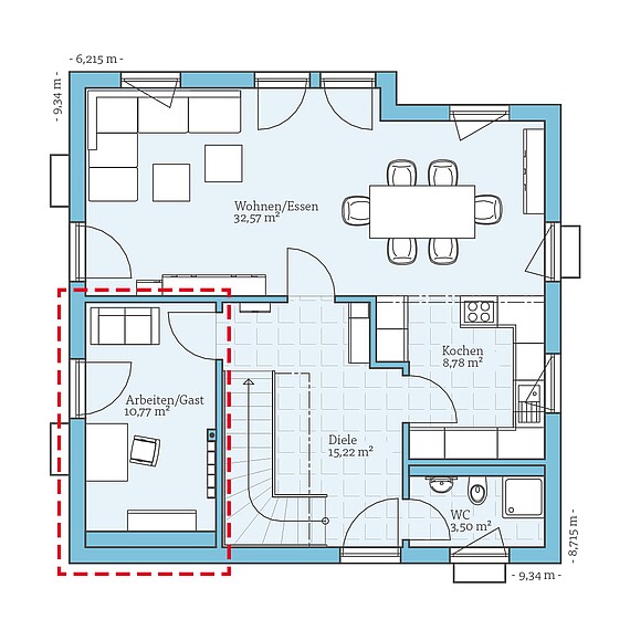 Fertighaus Variant 45-130: Grundrissoption EG