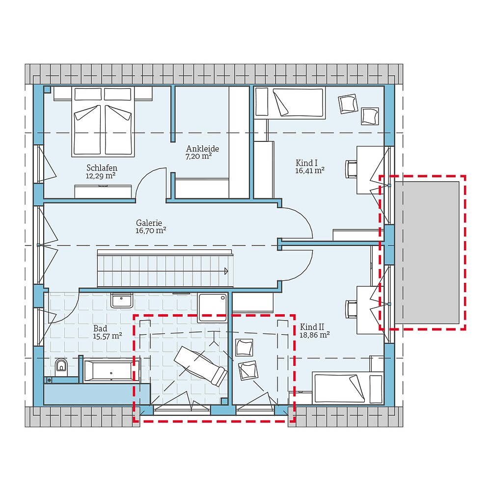Fertighaus Variant 35-176: Grundrissoption DG