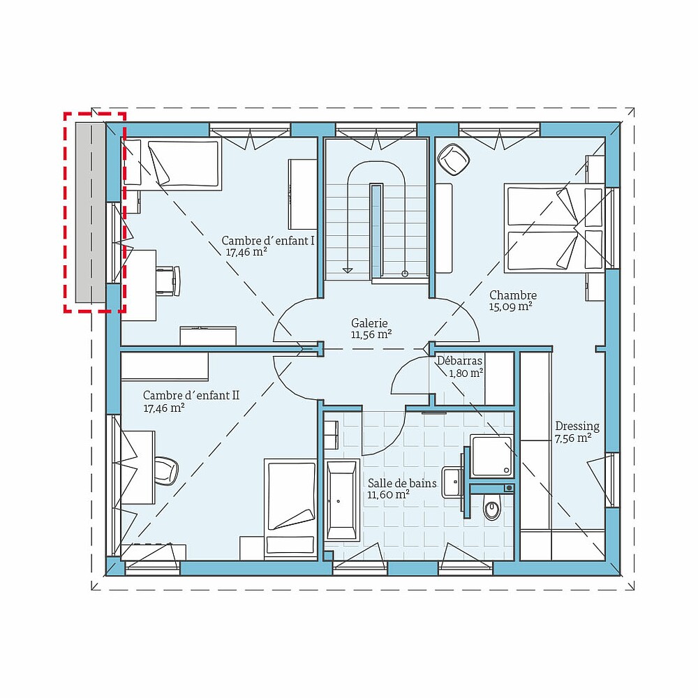 Maison Prefabriquee Villa 166: Option de planification etage superieur