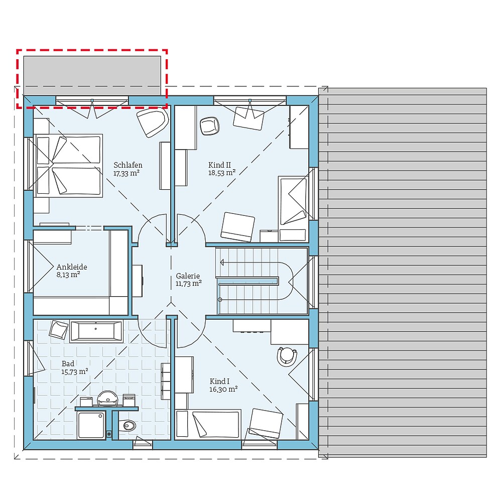 Fertighaus Duo 225: Grundrissoption OG