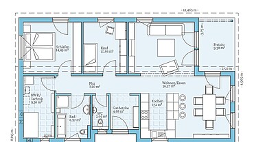 Fertighaus Bungalow 109: Grundriss EG - Hanse Haus Fertighaus Bungalow 109: Grundriss EG