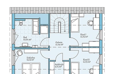 QNG⁺-Line: Fertighaus Variant 38-130: Grundriss DG