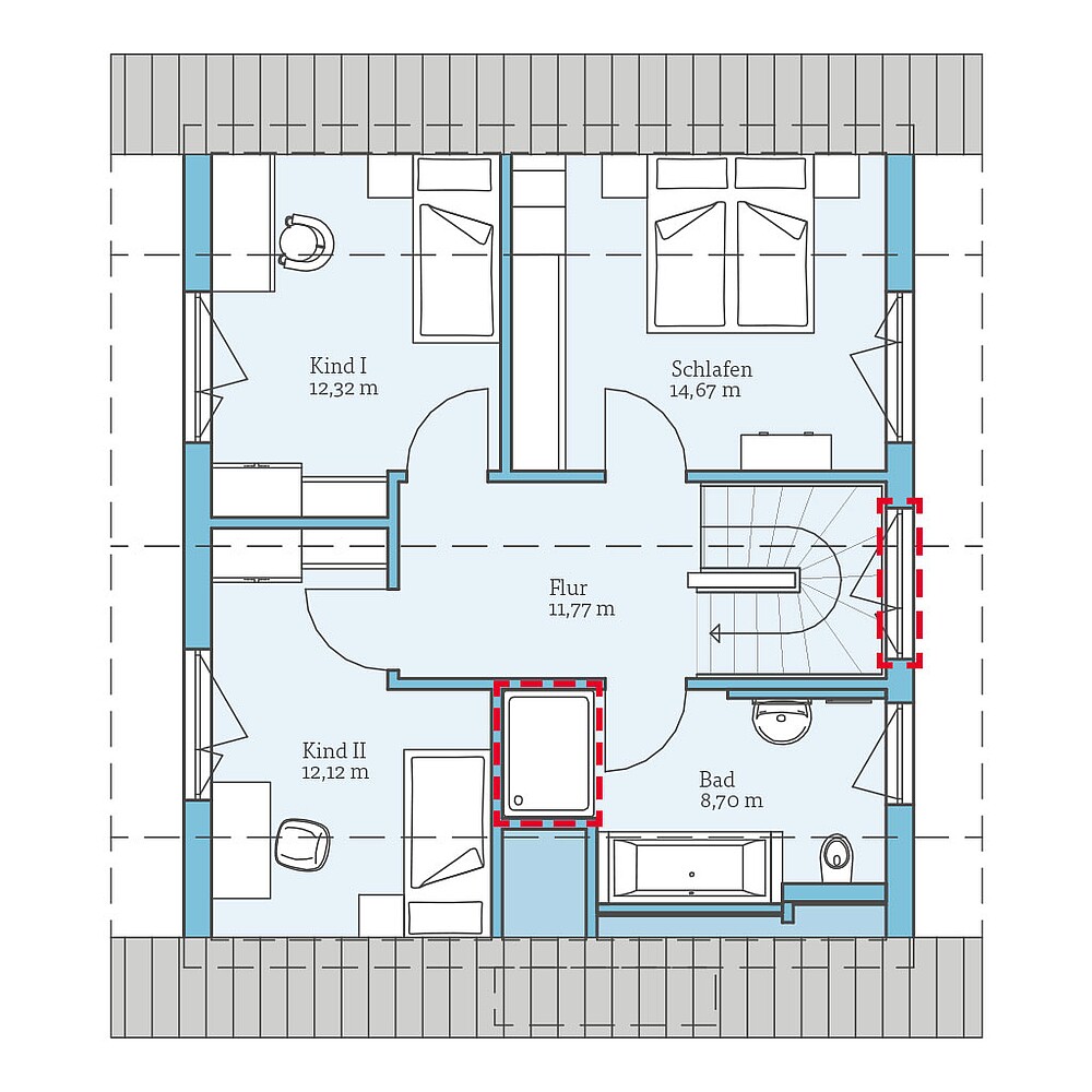 QNG⁺-Line: Variant 42-123: Grundrissoption 1 DG - Hanse Haus