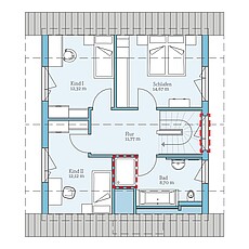 Variant 42-123 – Planungsoption (DG) QNG⁺-Line: Variant 42-123: Grundrissoption 1 DG - Hanse Haus