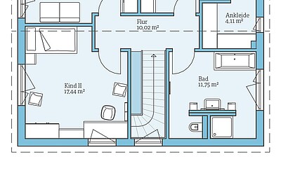 QNG⁺-Line: Villa 163: Grundriss OG - Hanse Haus
