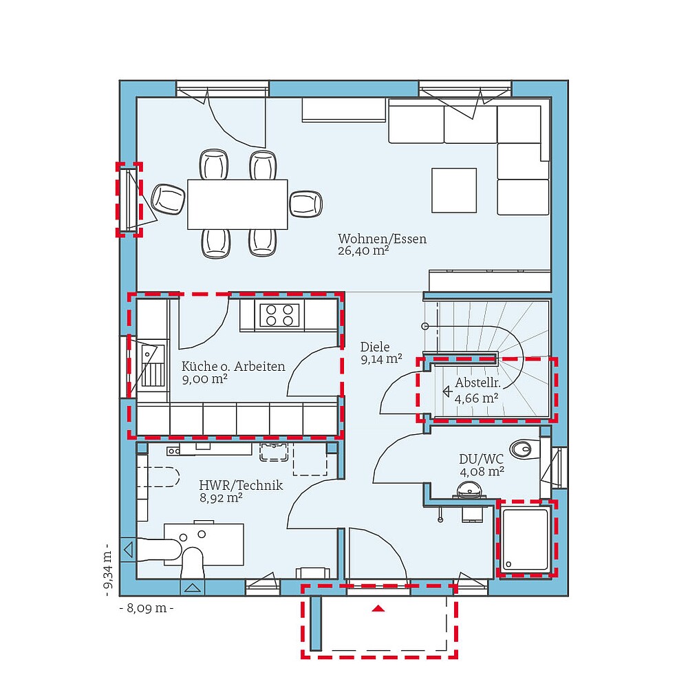 QNG⁺-Line: Variant 28-123: Grundrissoption EG 1 - Hanse Hause