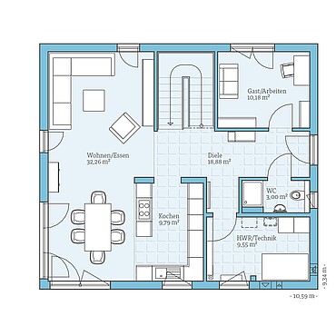 Fertighaus Villa 166: Grundriss EG