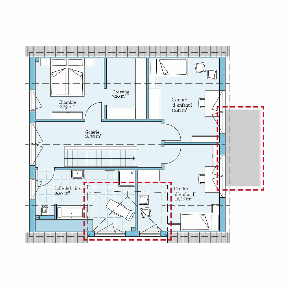 Maison Prefabriquee Variant 35-176: Option de planification etage mansarde