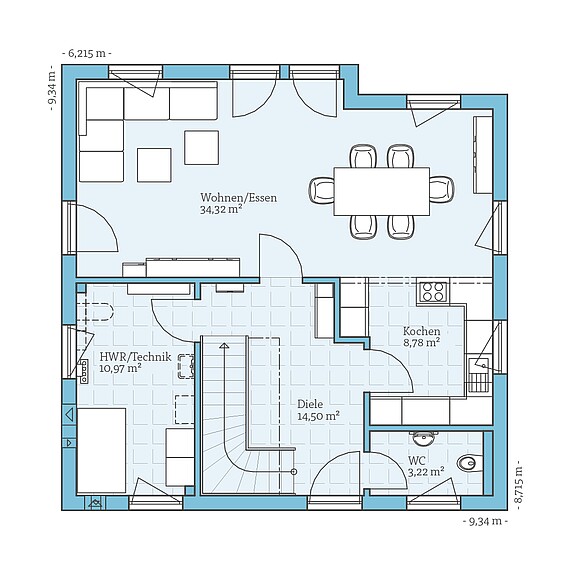 Fertighaus Variant 45-130: Grundriss EG