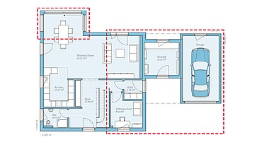 Variant Einfamilienhaus mit Satteldach Fertighaus Planung Grundriss