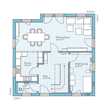 Fertighaus Variant 35-137: Grundriss EG