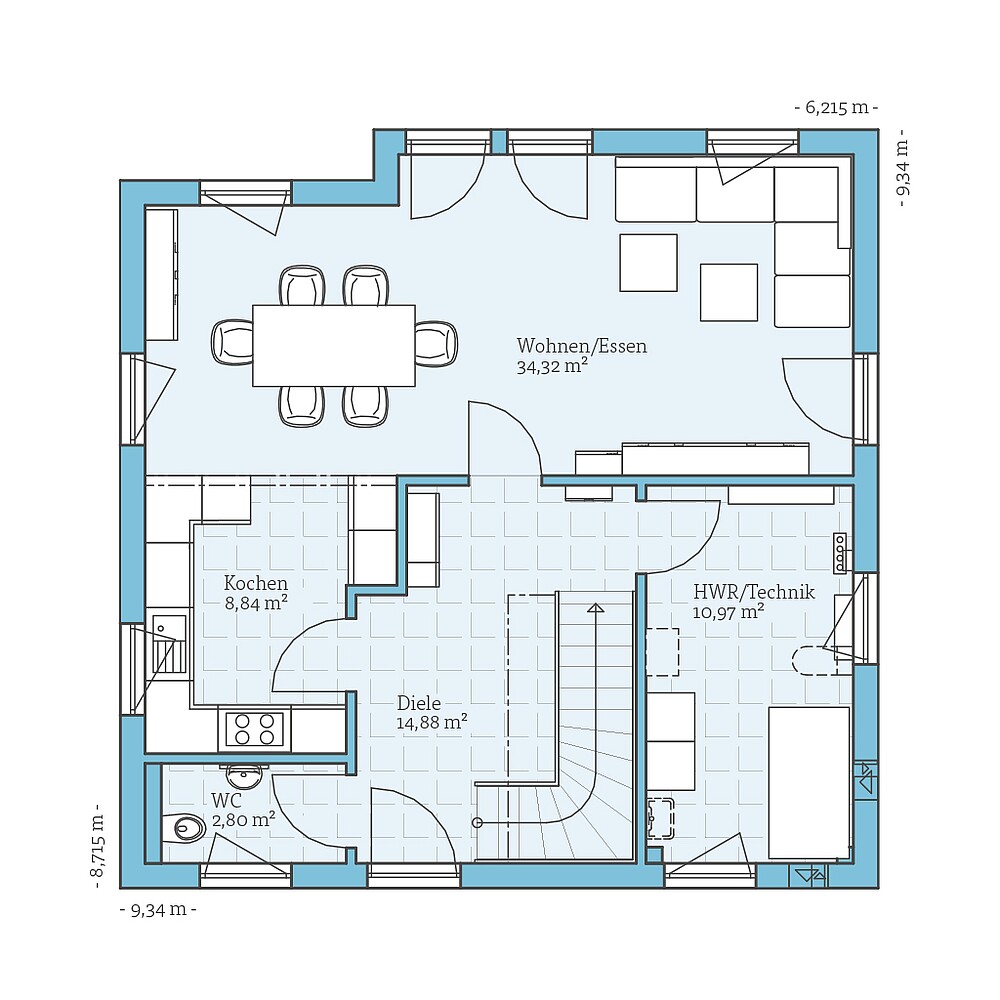 Fertighaus Variant 35-137: Grundriss EG