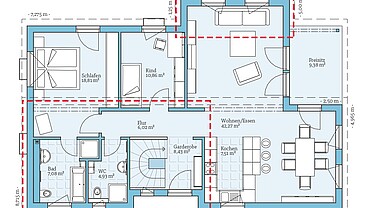 Fertighaus Bungalow 109: Grundrissoption EG - Hanse Haus Fertighaus Bungalow 109: Grundrissoption EG