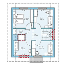 Variant 28-123 – Planungsoption (DG) QNG⁺-Line: Variant 28-123: Grundrissoption 1 DG - Hanse Haus