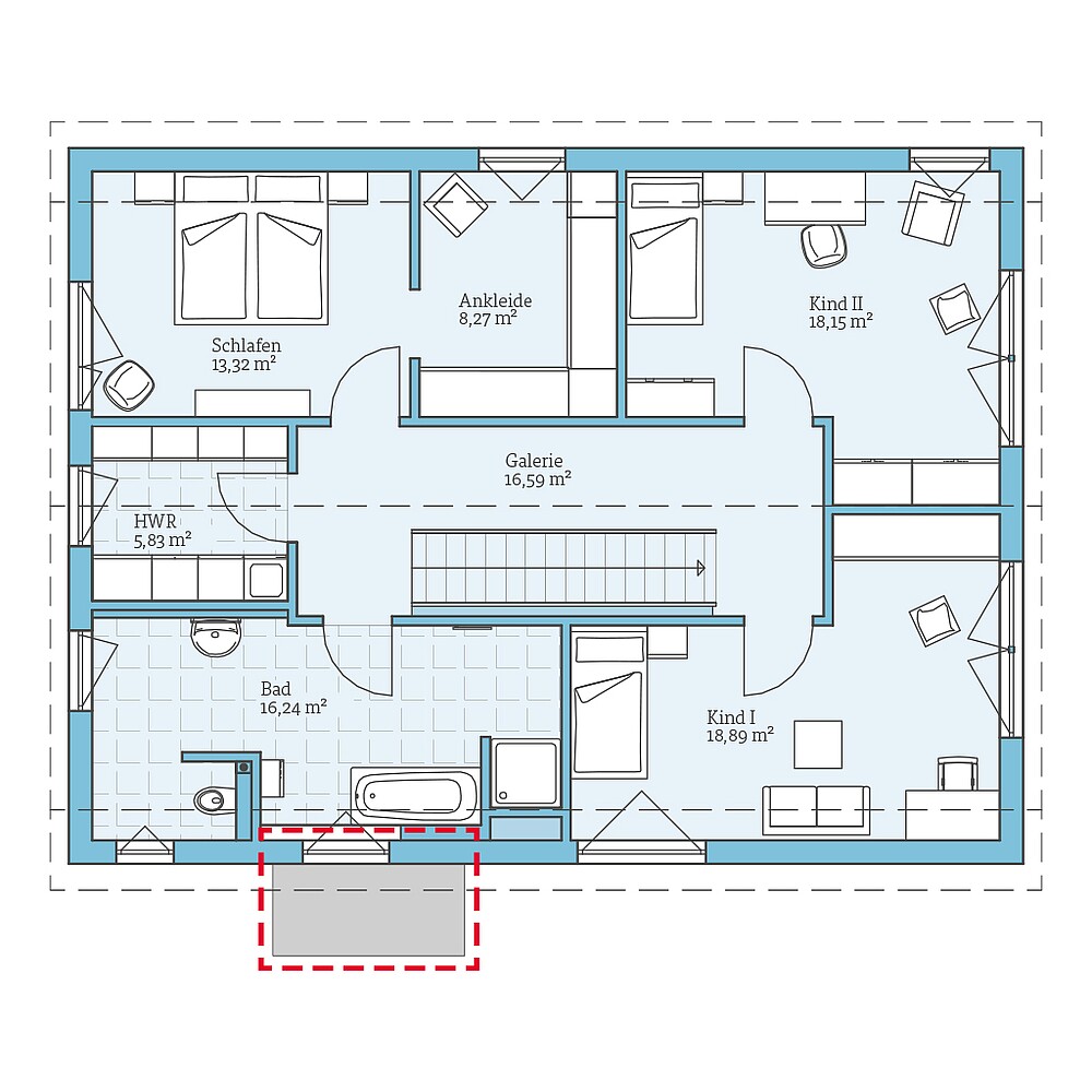 Fertighaus Variant 25-198: Grundrissoption DG