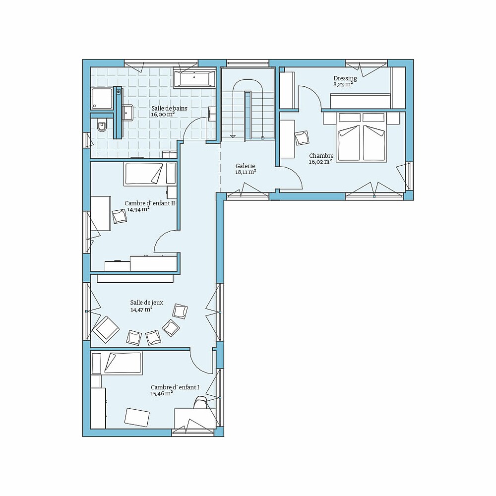 Maison Prefabriquee Vita 209: Plan etage superieur 