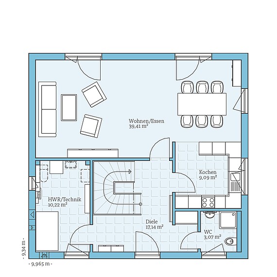 Fertighaus Villa 156: Grundriss EG