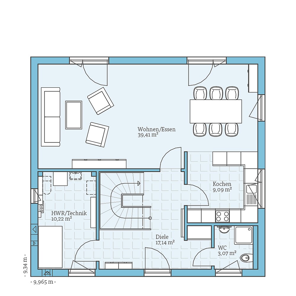Fertighaus Villa 156: Grundriss EG