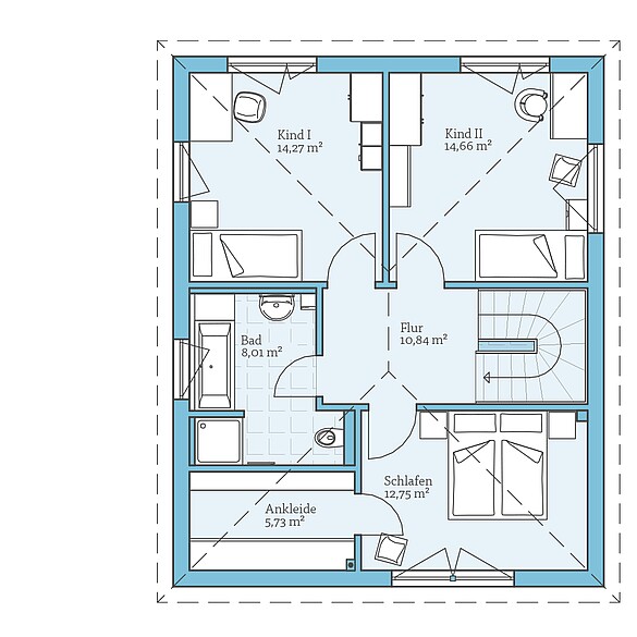 Fertighaus Villa 133: Grundriss OG