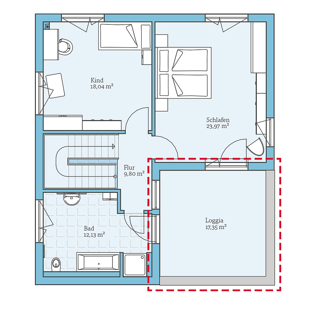Fertighaus Cubus 162: Grundrissoption OG