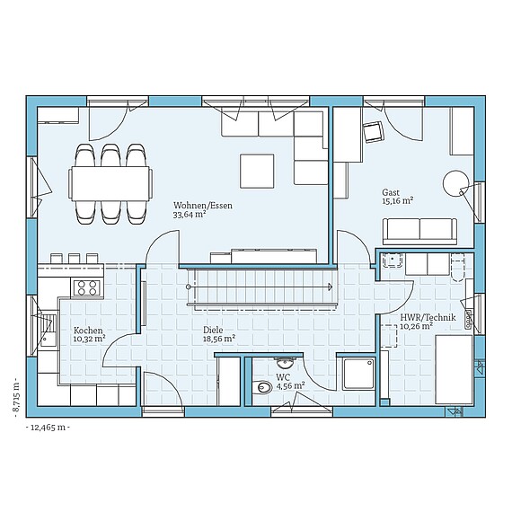 Fertighaus Variant 25-183: Grundriss EG