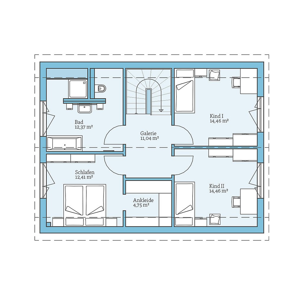 Grundriss (Dachgeschoss) QNG⁺-Line Variant 30-141: Grundriss DG - Hanse Haus