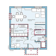 Variant 42-123 – Planungsoption 1 (EG) QNG⁺-Line: Variant 42-123: Grundrissoption 1 EG - Hanse Haus