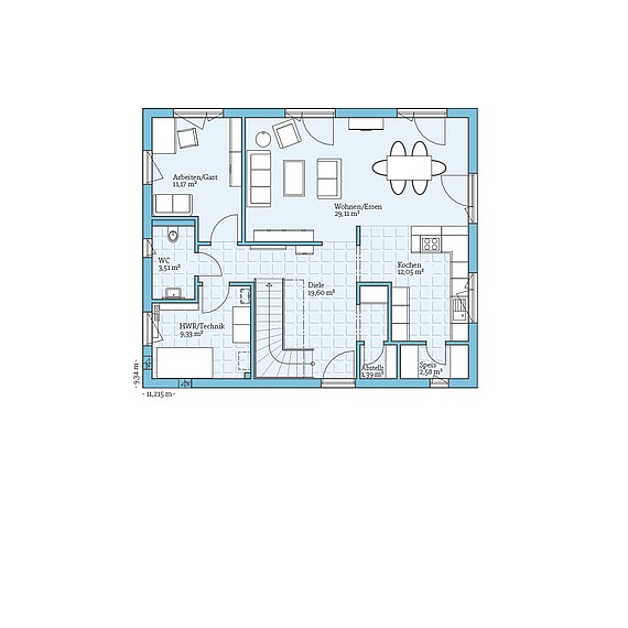 Fertighaus Variant 35-172: Grundriss EG