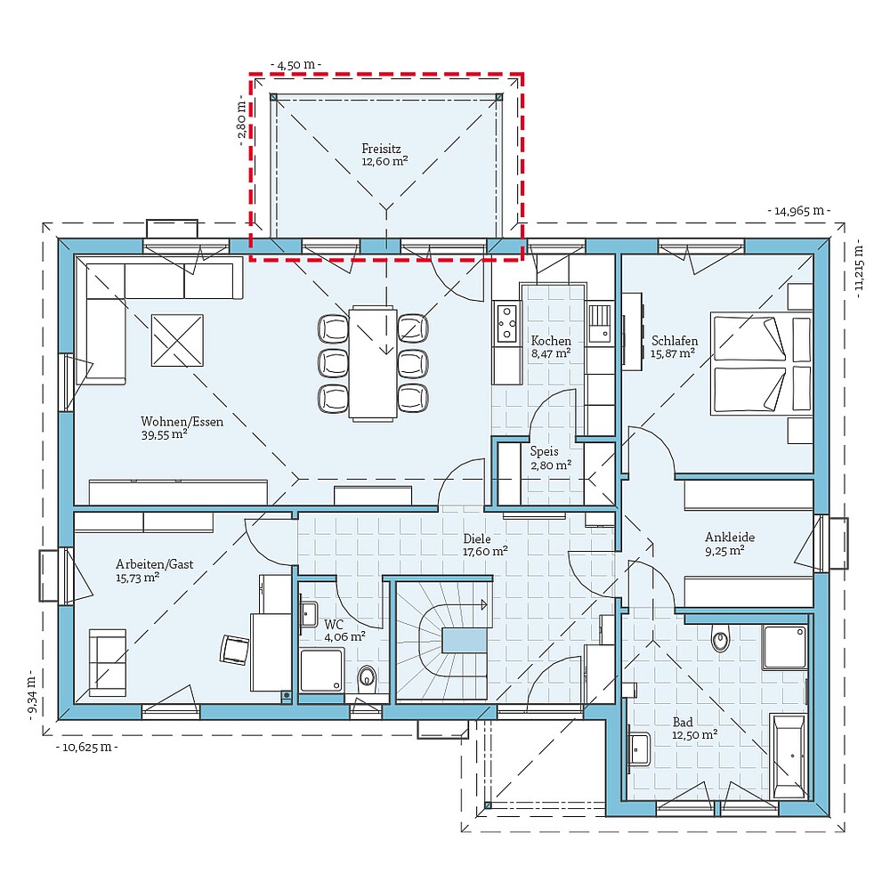 Planungsoption Fertighaus Bungalow 126: Grundrissoption EG