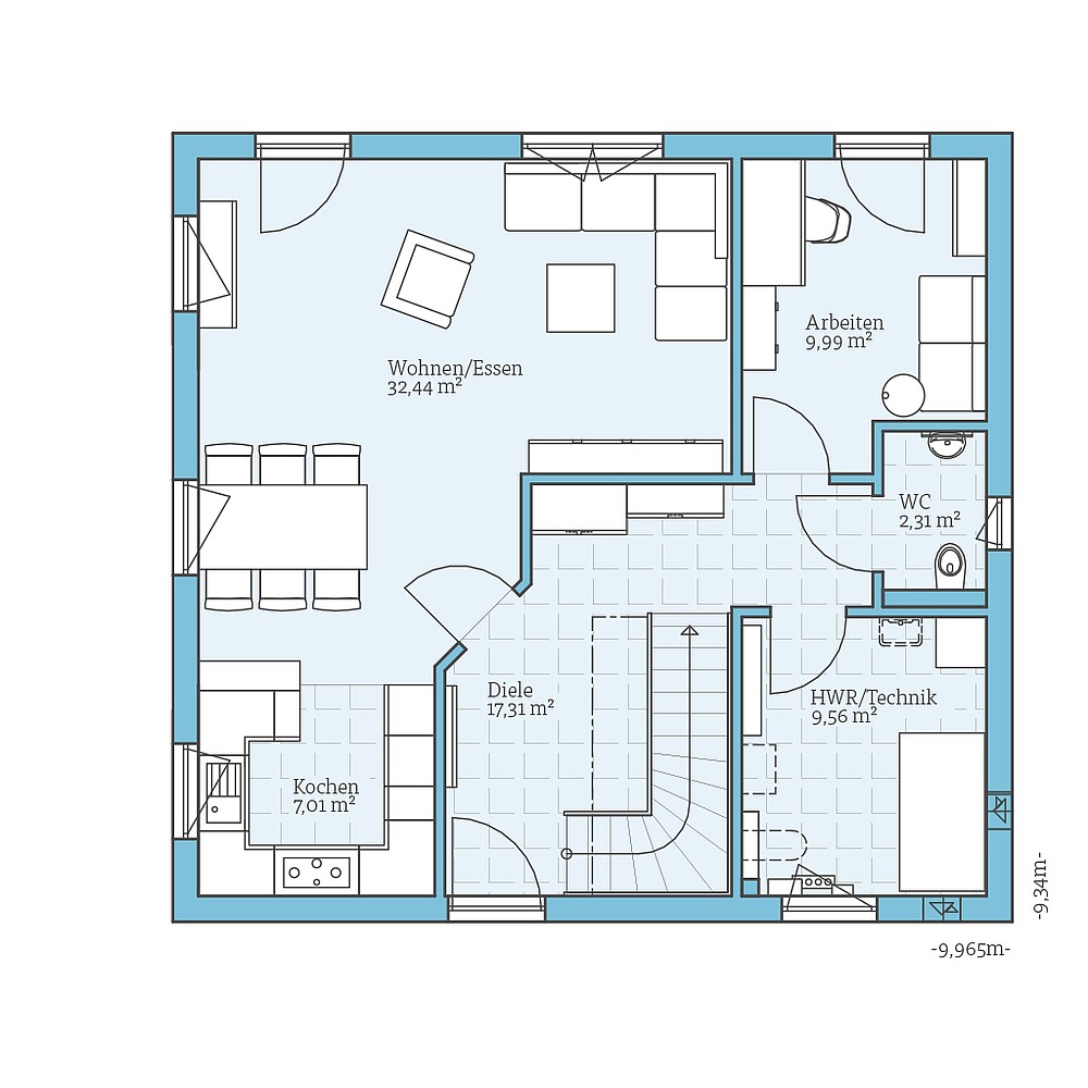 Erdgeschoss Fertighaus Variant 45-145: Grundriss EG
