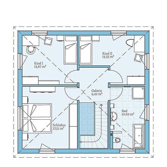 Fertighaus Villa 134: Grundriss OG