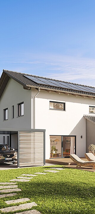 QNG⁺-Line: Fertighaus Villa 163 mit Walmdach