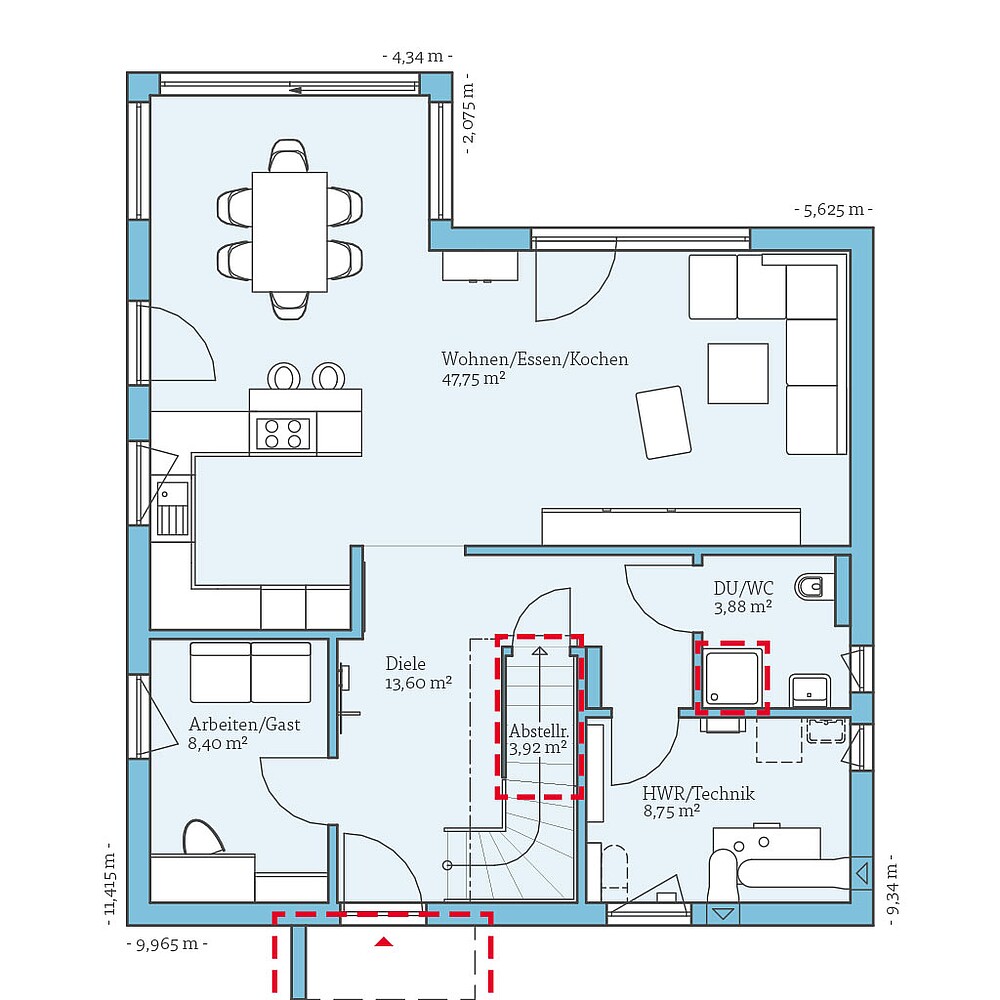 QNG⁺-Line: Variant 25-162: Grundrissoption 1 EG - Hanse Haus