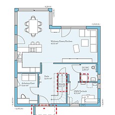Variant 25-162 – Planungsoption (EG) QNG⁺-Line: Variant 25-162: Grundrissoption 1 EG - Hanse Haus