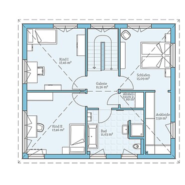 Fertighaus Villa 166: Grundriss OG