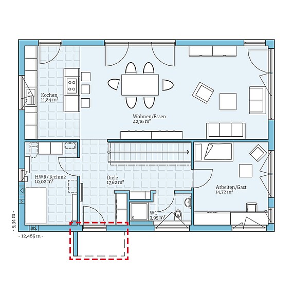 Fertighaus Variant 25-198: Grundrissoption EG
